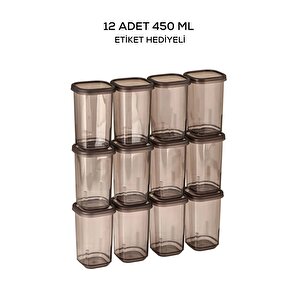 Mithra Life 12 Adet 450 Ml Sızdırmaz Kapak Antrasit Baharatlık Saklama Kabı I Etiket Hediyeli Mit1135