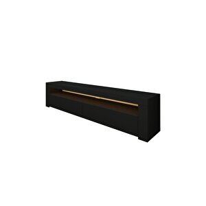 Batı Led Işıklı, 2 Kapaklı Tv Ünitesi, Tv Sehpası Siyah