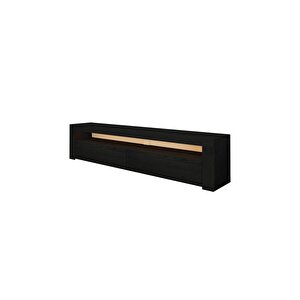 Batı Led Işıklı, 2 Kapaklı Tv Ünitesi, Tv Sehpası Ahşap Siyah