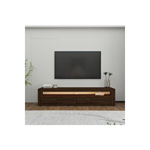 Batı Led Işıklı, 2 Kapaklı Tv Ünitesi, Tv Sehpası Ceviz Ceviz