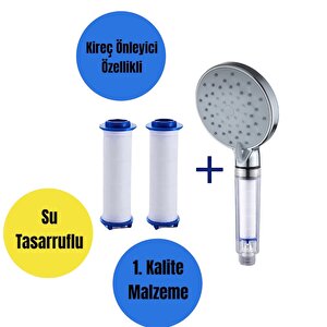 Yüksek Kaliteli Kireç Önleyici Özellikli Duş Başlığı Ve 2 Adet Yedek Filtre