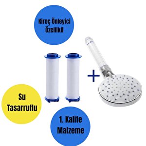 Yüksek Kaliteli Kireç Önleyici Özellikli Duş Başlığı Ve 2 Adet Yedek Filtre