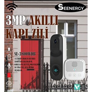 Se-3800wdb 3mp Akıllı Kapı Zili Kablosuz Görüntülü Kapı Zili Dış Mekan Görüntülü Wifi Kapı Zili