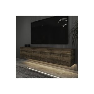 Neon Led Işıklı Duvara Monte,3 Kapaklı Tv Ünitesi,tv Sehpası İstanbul Ceviz