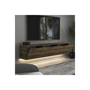Neon Led Işıklı Duvara Monte,3 Kapaklı Tv Ünitesi,tv Sehpası İstanbul Ceviz
