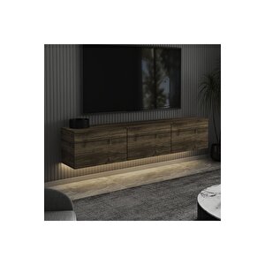 Neon Led Işıklı Duvara Monte,3 Kapaklı Tv Ünitesi,tv Sehpası İstanbul Ceviz
