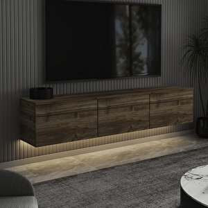 Neon Duvara Monte 3 Kapaklı TV Sehpası – 160 cm – Minimal Tasarım, İstanbul Ceviz