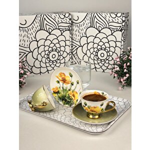 Türk Kahve Fincanı Giallo 2 Kişilik 4 Parça