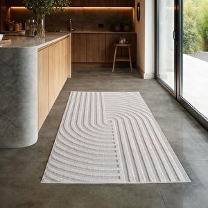 Modern Bohem Krem Salon Mutfak İç Dış Mekan Teras Balkon Oda Çocuk Halısı 80x250 cm