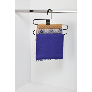 Siyah Dolap İçi 3 Katlı Pantolon Elbise, Şal, Eşarp, Askısı, Gardrop Askılığı - Metal Paslanmaz