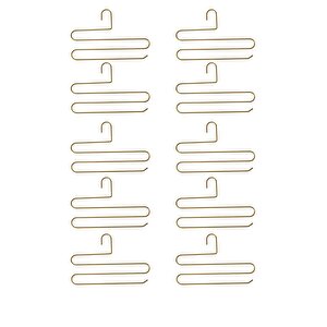 Gold 10'lu Dolap İçi 3 Katlı Pantolon Elbise, Şal, Eşarp, Askısı, Gardrop Askılığı - Metal Paslanmaz