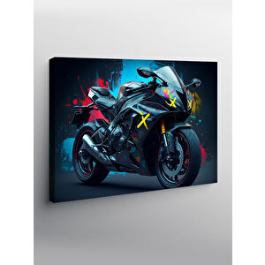 Kanvas Tablo Siyah Spor Motosiklet 100x140 cm