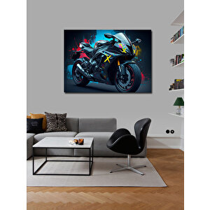 Kanvas Tablo Siyah Spor Motosiklet 100x140 cm