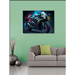 Kanvas Tablo Siyah Spor Motosiklet 100x140 cm