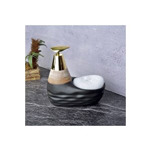 Tohana Stoneware Gold Başlıklı Sıvı Sabunluk & Süngerlik