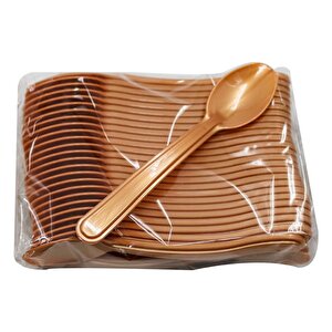 Plastik Şeffaf Altın Sarı Gold Sup Kaşık - Tatlı Dondurma Kaşığı - 12.5 Cm. - 50 Adetlik 10 Paket