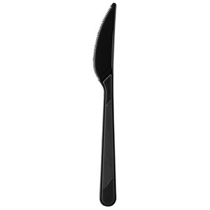 Siyah Plastik Bıçak - Parti Davet Piknik Yemek Bıçağı - 18 Cm. - 100'lü Paket