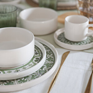 Keramika Timeless Green Stackable Yemek / Kahvaltı Takımı 20 Parça 4 Kişilik 21974-75