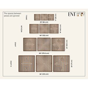 Ent Wood Art Ahşap Duvar Tablosu, 3 Parça Ahşap Modern Duvar Dekoru, Soyut Desen Duvar Paneli, Ceviz