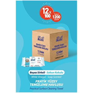 Pratik Yüzey Temizlik Havlusu Beyaz Sirkeli Sabun Kokulu 12 X 100 (toplam 1200 Yaprak)