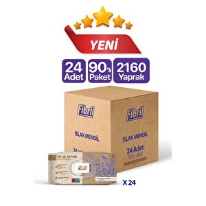 Lavanta Kokulu Islak Mendil 24x90 Pk 2160 Yaprak Doğal Esans , Geri Dönüştürülebilir Kumaş