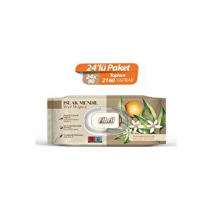 Portakal Çiçeği Kokulu Islak Mendil 24x90 Pk 2160 Yaprak Doğal Esans , Geri Dönüştürülebilir Kumaş