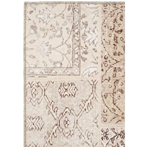 Carnival Krem Patchwork Halı Yolluk Yıkanabilir Koridor Halısı Eskitme Şönil Mutfak Halısı 75x230 cm