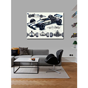 Kanvas Tablo Teknik Yarış Arabası Çizimi 70x100 cm