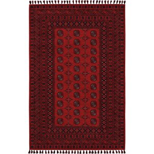 Atlas 04 Kırmızı Mutfak Halısı Yıkanabilir Halı Kaymaz Taban Afgan Halısı Salon Halısı 80x300 cm