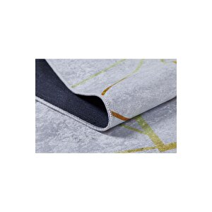 Gri Altın Desen Doğal Pamuklu 2'li Banyo&Mutfak Paspas Seti 60x100 50x60 Cm