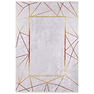 Gri Altın Desen Doğal Pamuklu 2'li Banyo&Mutfak Paspas Seti 60x100 50x60 Cm