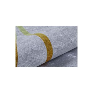 Halı Atölyesi Gri Altın Desen Doğal Pamuklu 2'li Banyo&Mutfak Paspas Seti 60x100 50x60 Cm