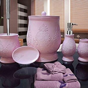 Pattern Pembe 5 Parça Polyester Banyo Seti