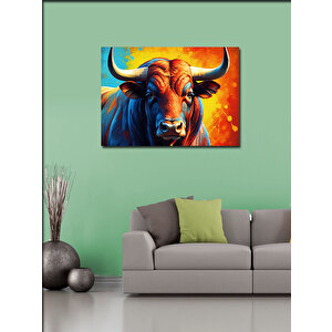 Kanvas Tablo Renkli Boğa Portresi 70x100 cm