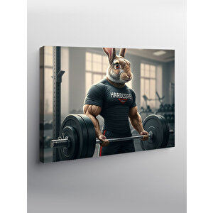 Kanvas Tablo Halter Kaldıran Tavşan Figürü 100x140 cm