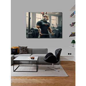Kanvas Tablo Halter Kaldıran Tavşan Figürü 100x140 cm