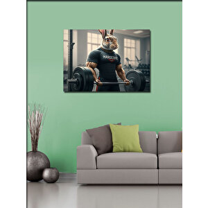 Kanvas Tablo Halter Kaldıran Tavşan Figürü 100x140 cm