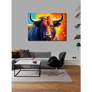 Kanvas Tablo Renkli Boğa Portresi 50x70 cm