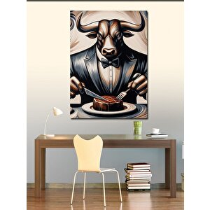 Kanvas Tablo Yemek Yiyen Boğa 70x100 cm