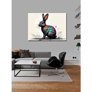 Kanvas Tablo Grafitili Tavşan Figürü 50x70 cm