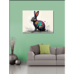 Kanvas Tablo Grafitili Tavşan Figürü 50x70 cm