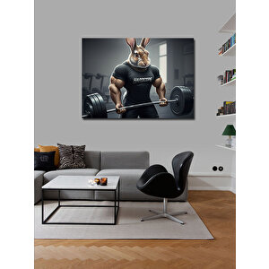 Kanvas Tablo Halter Kaldıran Tavşan Figürü 100x140 cm