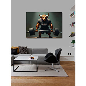 Kanvas Tablo Halter Kaldıran Boğa Figürü 100x140 cm