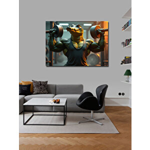 Kanvas Tablo Halter Kaldıran Timsah Figürü 50x70 cm