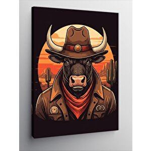 Kanvas Tablo Kovboy Boğa 50x70 cm