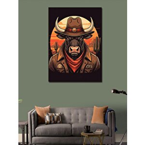 Kanvas Tablo Kovboy Boğa 50x70 cm