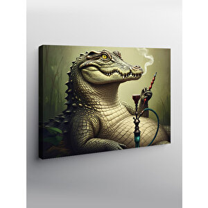 Kanvas Tablo Nargile Yakan Timsah Figürü 50x70 cm