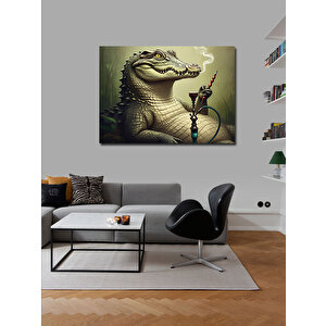 Kanvas Tablo Nargile Yakan Timsah Figürü 70x100 cm