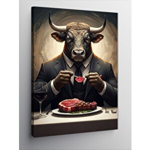Kanvas Tablo Steak Yiyen Boğa 100x140 cm