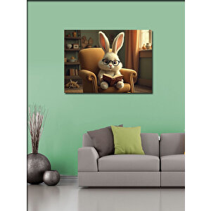 Kanvas Tablo Tavşan Figürü Ofis Ortamında 50x70 cm